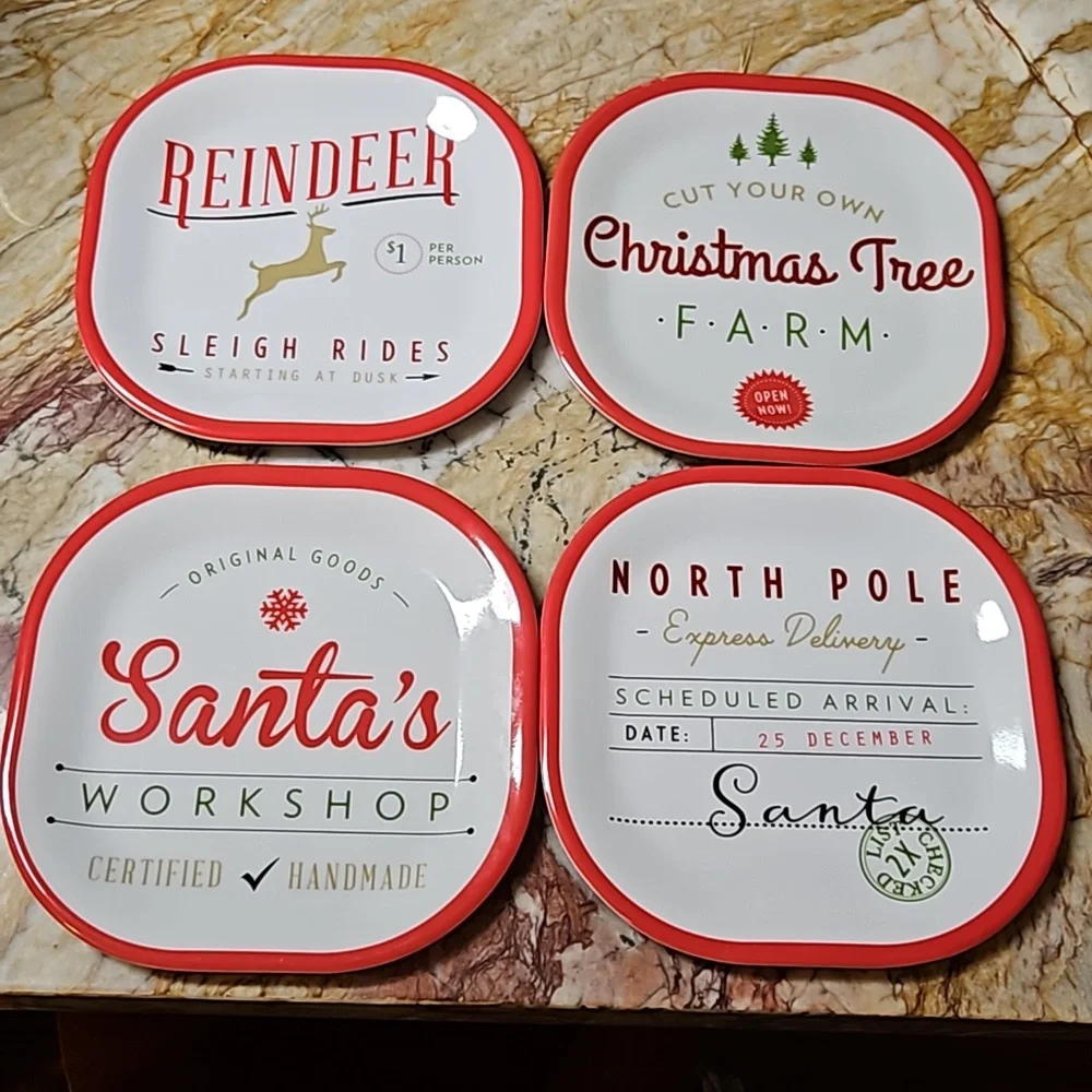 Melamine Square Christmas Snack plates dishes